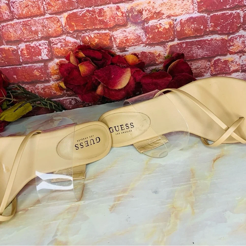 Guess Tan Heeled Slide Kayce Sandals